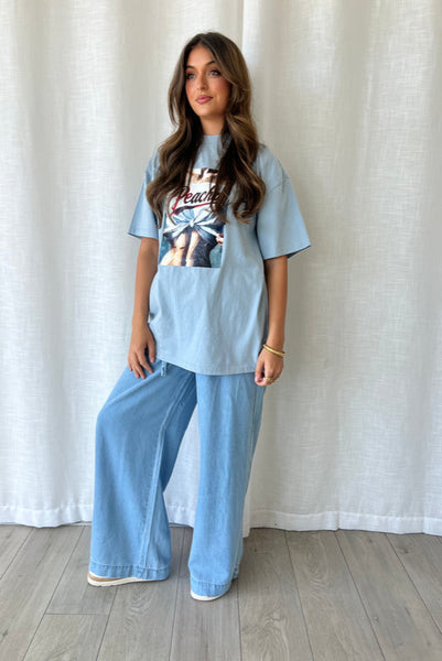 CASSIE LOUNGE PANT-Dark Blue , Light Blue, Mid Blue