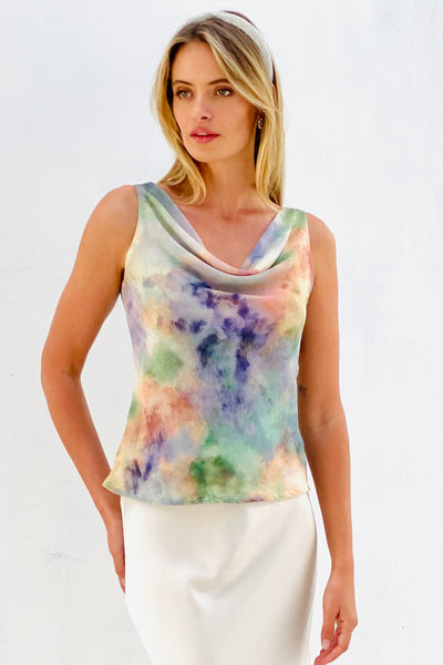 rainbow chiffn cowneck top