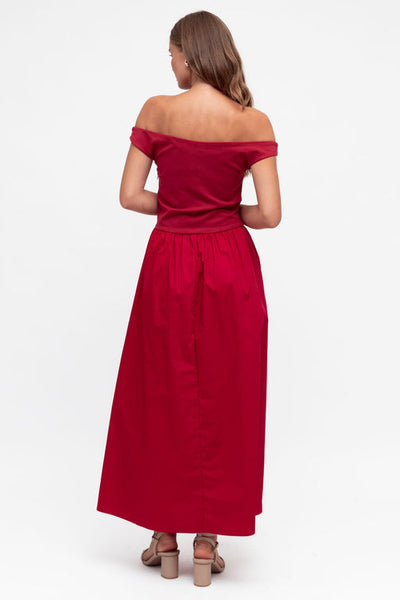 THE CELINE DRESS-Burgundy & Black