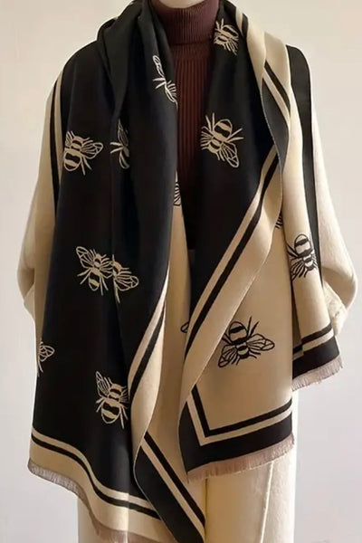 bee jacquard faux cashmere wrap shawl scarf
