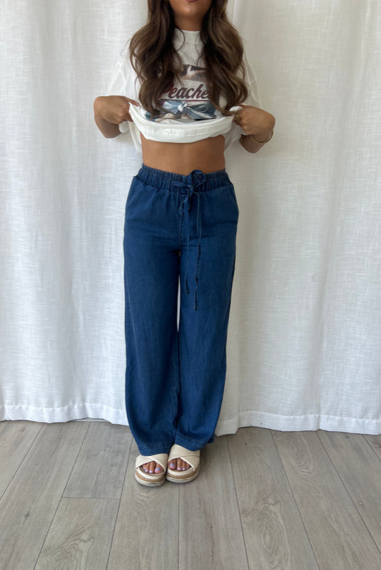 CASSIE LOUNGE PANT-Dark Blue , Light Blue, Mid Blue