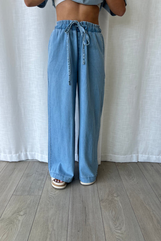 CASSIE LOUNGE PANT-Dark Blue , Light Blue, Mid Blue