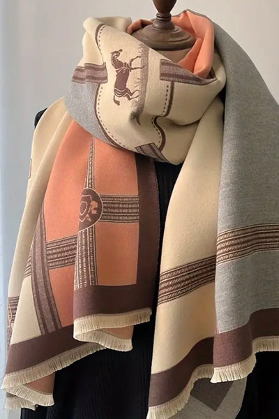 horse jacquard cashmere shawl scarf
