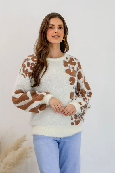 Cozy knit furry oversized long sleeve winter