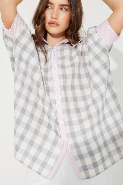 gingham cotton oversized shirt jatea
