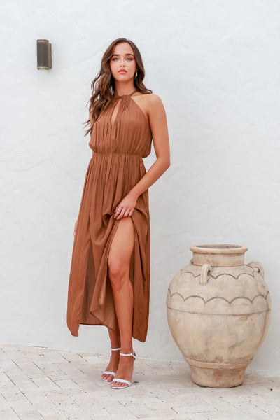 halter neck maxi dress