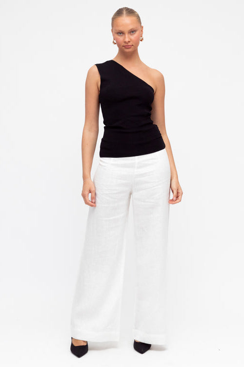 white closet one shoulder basic top 