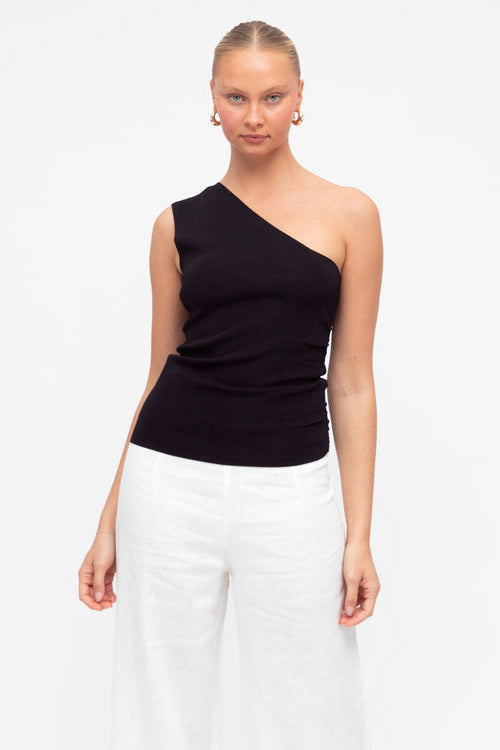 white closet one shoulder basic top 