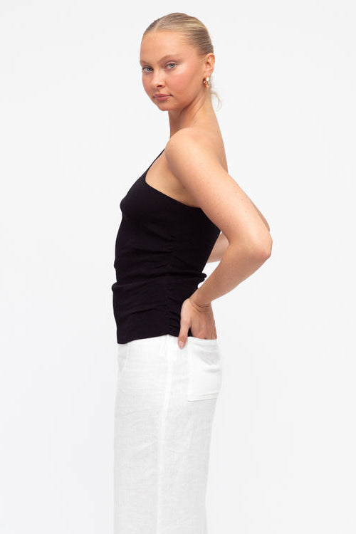 white closet one shoulder basic top 