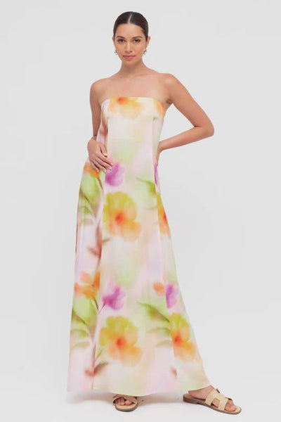 floral strapless maxi dress 