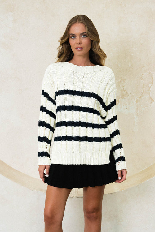 striped knit sweater