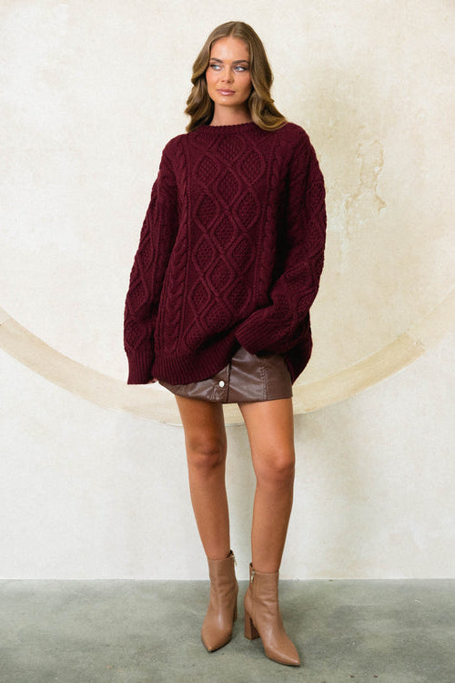 LUMI KNIT - Wine & Cream - Pre Order