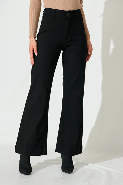 country denim black highrise wide leg jean